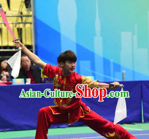 Top Chinese Kungfu Double Forks Kung Fu Costume Kung Fu Combat Costumes Wing Chun Karate Uniform Kung Fu Competition Suit Martial Arts Costumes for Men