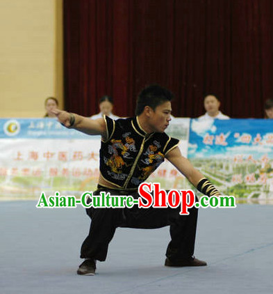 Top Black Chinese Southern Fist Kung Fu Uniform Martial Arts Uniforms Kungfu Suits Competition Costumes Complete Set