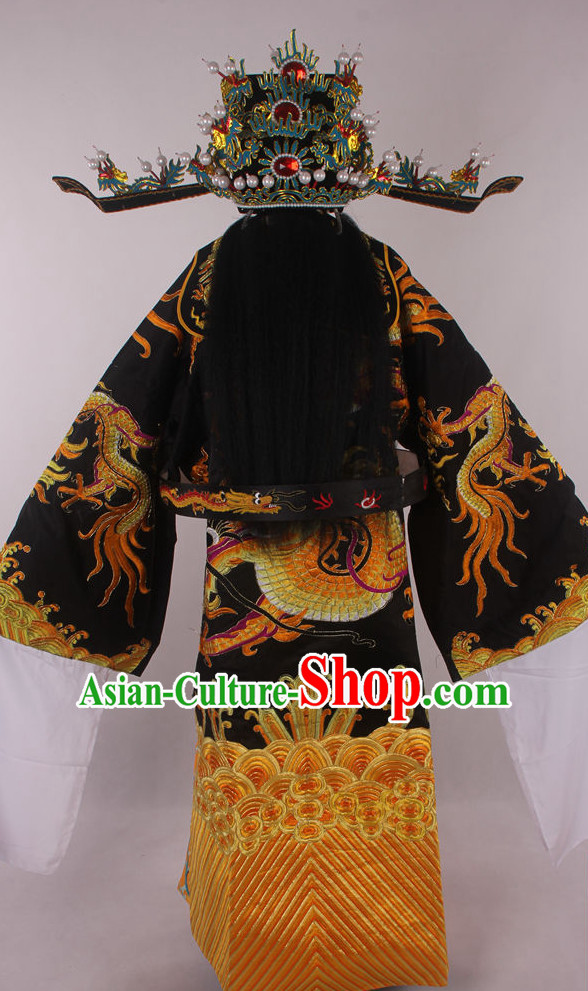 Chinese Beijing Opera Peking Opera Bao Gong Judge Costumes and Hat Complete Set for Kids