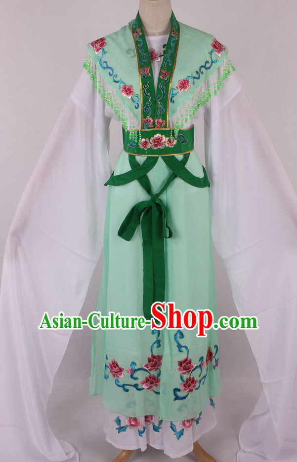 Chinese Beijing Opera Peking Opera Hua Tan Long Water Sleeve Dance Costumes Complete Set for Kids