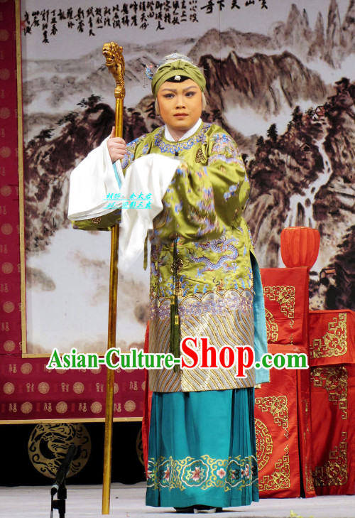 Chinese Ancient Beijing Opera Pantaloon Costumes and Headwear Complete Set for Women
