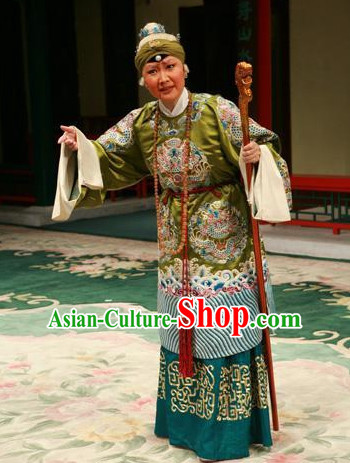 Chinese Peking Opera Beijing Opera Pantaloon Costume Cruth and Headwear Complete Set for Women