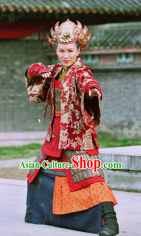 Chinese Traditional Female Warrior General Fighting Costumes Complete Set for Women