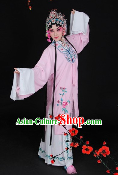 Chinese Beijing Opera Hua Tan Shaking Sleeves Long Robe and Hair Accessories Full Set for Women