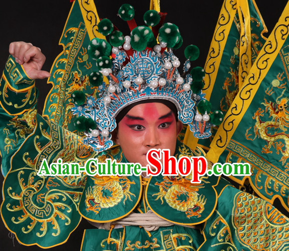 Chinese Traditional Handmade Opera Wu Sheng Military General Superhero Helmet