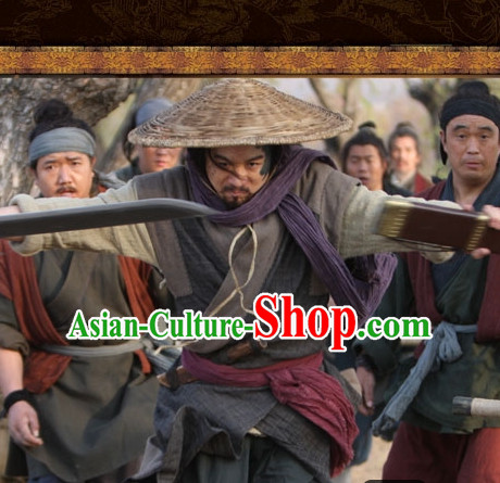 Chinese Ancient Fighter Warrior Costumes and Hat  Complete Set