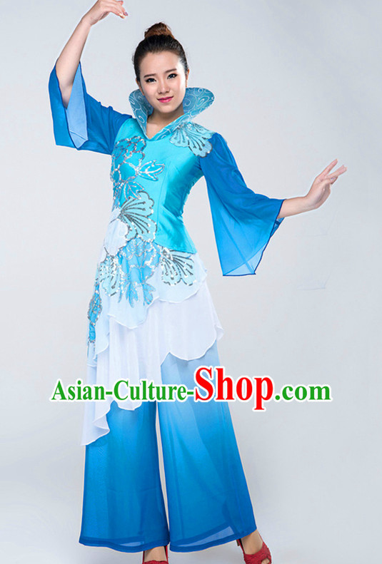 Traditional Chinese High Collar Fan Clothing Complete Set for Women