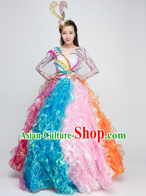 Professional Fairy Costumes Tinkerbell Costume Salsa Costumes Flapper Costume Burlesque Girls Dancewear Dance Costumes for Competition