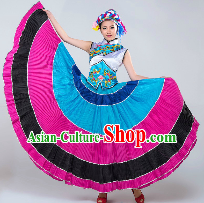 Chinese Ethnic Girls Dancewear Dance Costumes for Competition