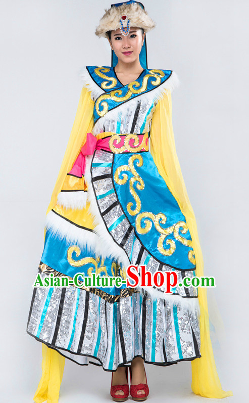 Chinese Tibetan Classical Girls Dancewear Dance Costume for Competition