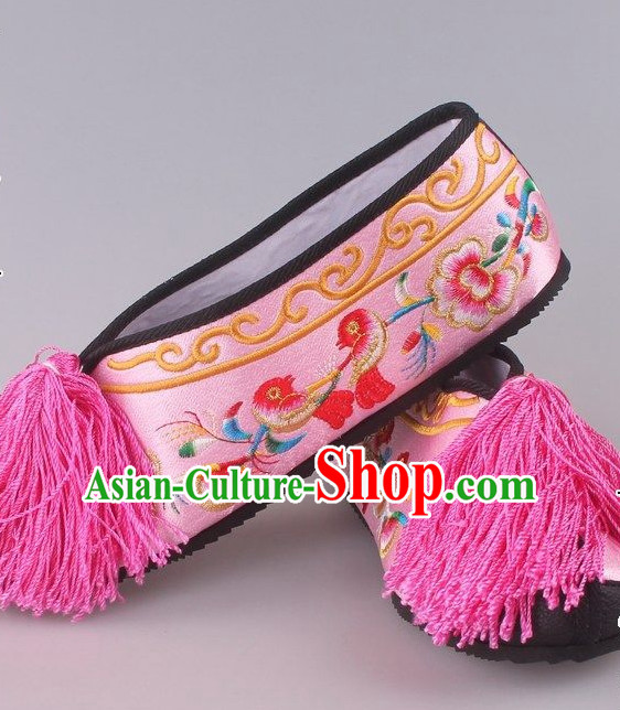 Chinese Beijing Opera Hua Dan Hua Tan Embroidered Flower Shoes for Women