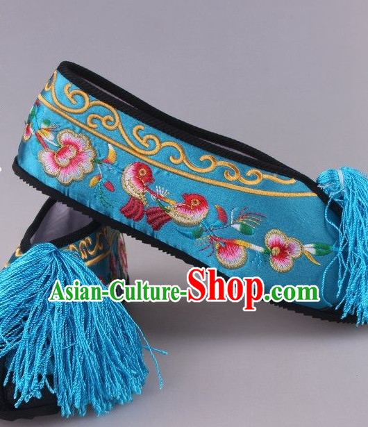 Chinese Beijing Opera Hua Dan Hua Tan Embroidered Flower Shoes for Women