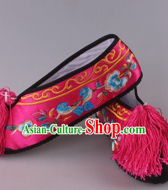 Chinese Beijing Opera Hua Dan Hua Tan Embroidered Flower Shoes for Women