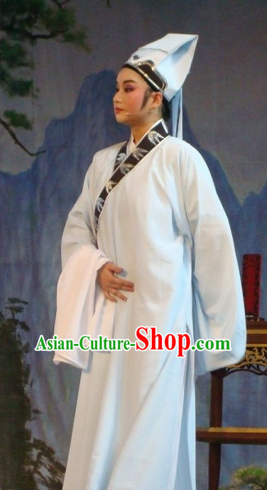 Chinese Culture Chinese Opera Costumes Chinese Cantonese Opera Beijing Opera Costumes Young Scholar Costumes and Hat Complete Set for Men