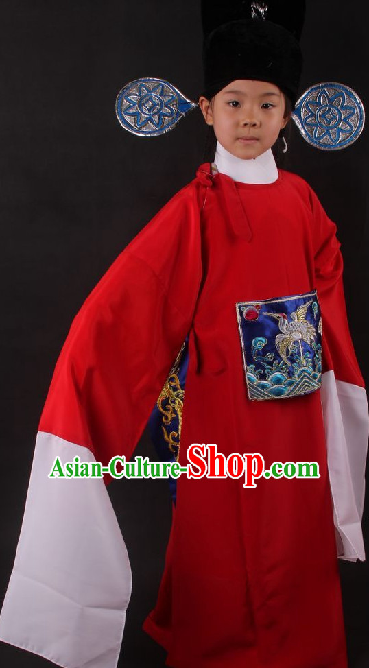 Chinese Culture Chinese Opera Costumes Chinese Cantonese Opera Beijing Opera Costumes Judge Justice Costumes and Hat for Kids