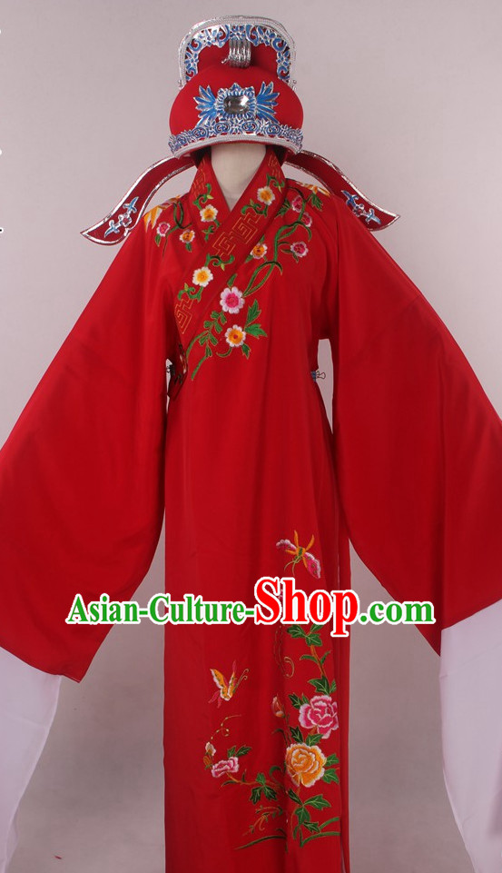 Chinese Culture Chinese Opera Costumes Chinese Cantonese Opera Beijing Opera Costumes Young Scholar Costumes and Hat Complete Set for Men