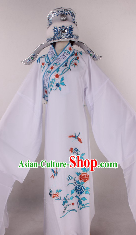 Chinese Culture Chinese Opera Costumes Chinese Cantonese Opera Beijing Opera Costumes Young Scholar Costumes and Hat Complete Set for Men