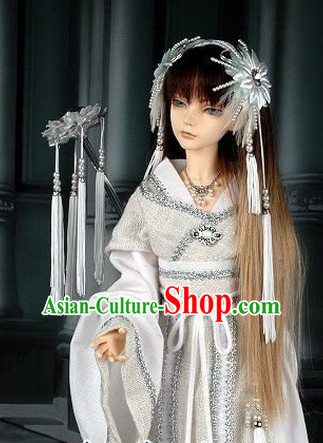 Chinese Princess Silver Costumes and Headpieces Complete Set for Women