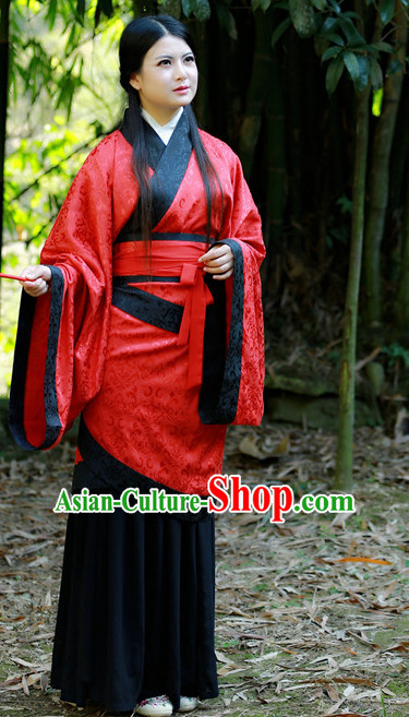 Chinese Traditional Red Hanfu Autumn Dress for Women