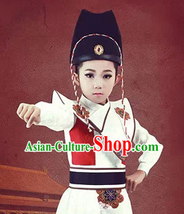 Chinese Ancient Emperor's Bodyguard Costumes and Hat Complete Set for Kids