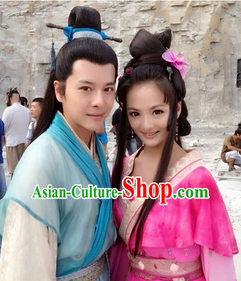 Ancient Chinese Black Long Wigs for Men and Women