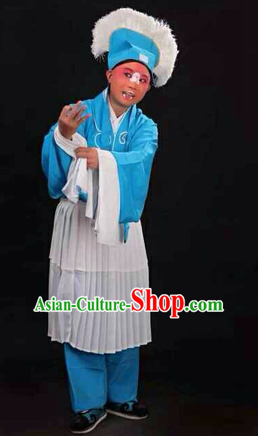 Chinese Traditional Beijing Opera Clown Costumes and Hat Complete Set for Men