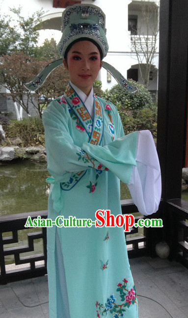 Chinese Opera Costumes National Costume Xiao Sheng Costumes and Hat Complete Set