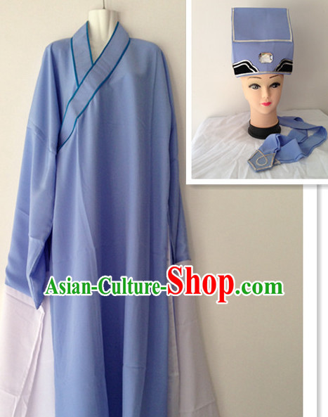 Long Sleeve Chinese Opera Poor Student Costume and Hat Complete Set