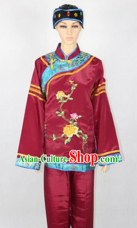 Asian Fashion Chinese Tradiitonal Dress Women Clown Costumes and Headwear