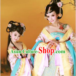 Chinese Ancient Mother and Daughter Hanfu Dresses 2 Sets