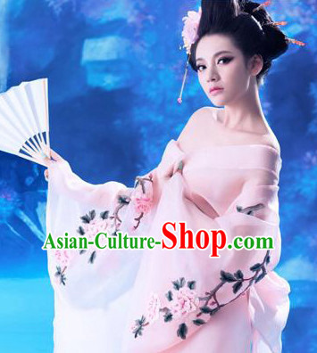 Pink Chinese Ancient Princess Costumes and Headpieces Complete Set