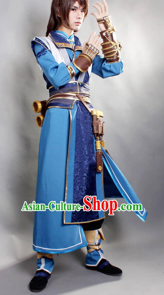 Asia Fashion Chinese Swordsman Cosplay Hanfu Costumes Complete Set