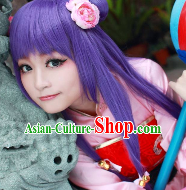 Chinese Cosplay Long Purple Wigs for Girls