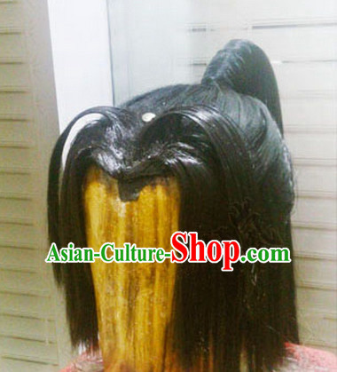 Chinese Ancient Style Swordsmen Long Black Wigs