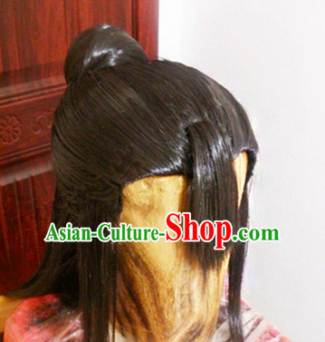 Chinese Ancient Style Girls Long Black Wigs and Hair Jewelry