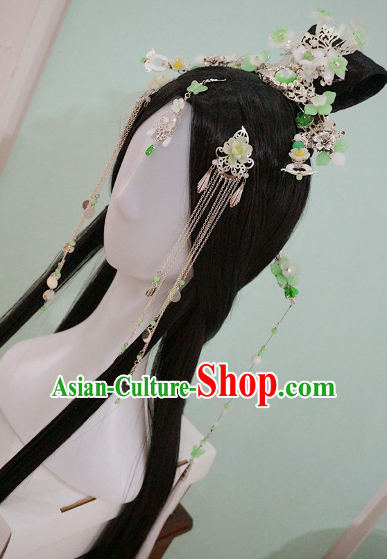 Chinese Traditional Empress Long Wigs and Hair Accessories