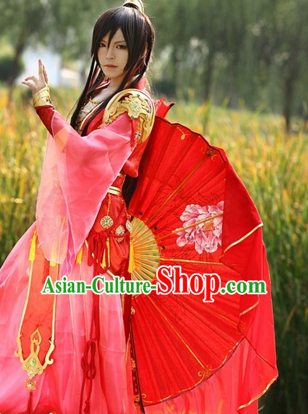 Asia Fashion Chinese Fan Dancer Kung Fu Cosplay Costumes Halloween Costumes