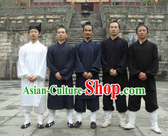 Chinese Dark Blue Taoist Clothing Complete Set for Men