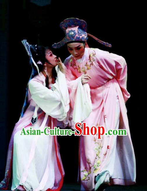 Asian Chinese Traditional Dress Theatrical Costumes Ancient Chinese Clothing Young Scholar Costumes and Hat Complete Set for Men or Women