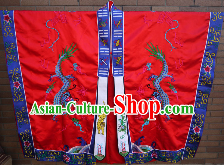 China Red Wudang Mountain Taoist Robe Complete Set for Men