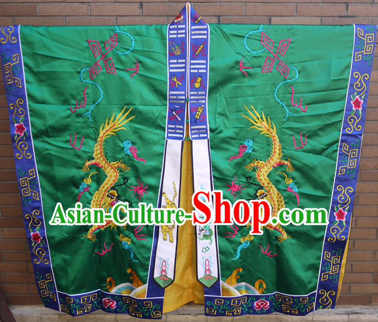 China Green Wudang Mountain Taoist Robe Complete Set for Men