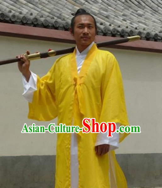 Yellow China Traditional Taoist Dress Complete Set for Men