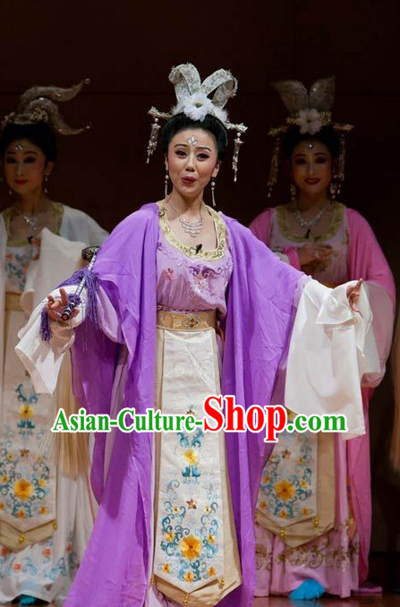 Asian Chinese Traditional Dress Theatrical Costumes Ancient Chinese Clothing Fairy Costumes and Hair Accessories