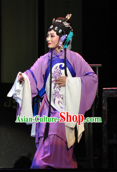 Chinese Traditional Dresses Theatrical Costumes Ancient Chinese Clothing Hanfu Wide Sleeve Costumes and Hair Accessories