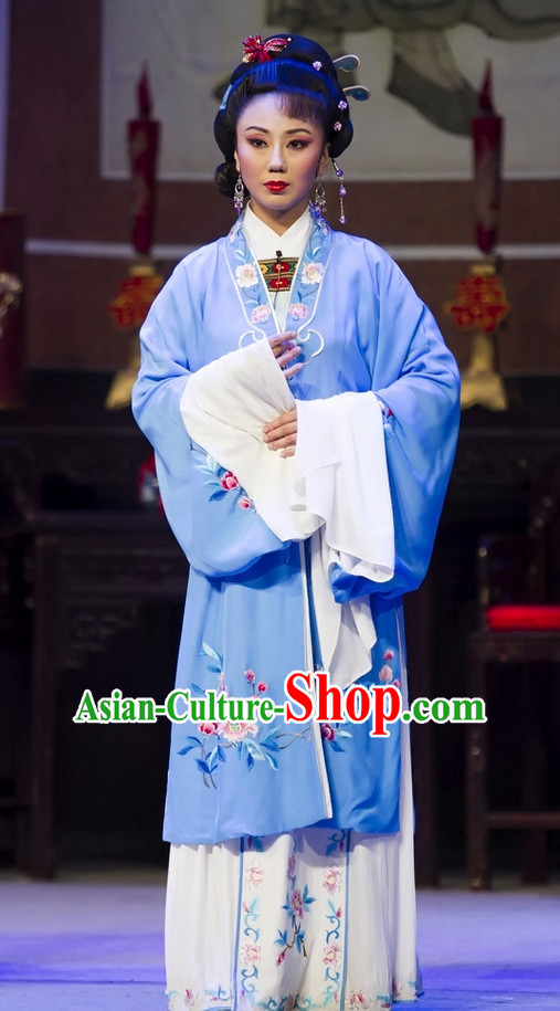 Chinese Traditional Dresses Theatrical Costumes Ancient Chinese Hanfu Lady Clothing and Hair Accessories