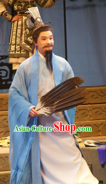 Chinese Traditional Dresses Theatrical Costumes Ancient Chinese Hanfu Zhuge Liang Costumes and Coronet