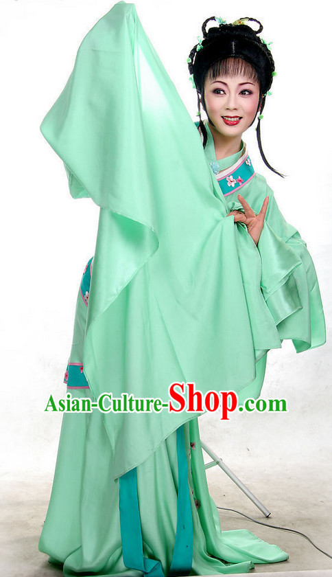 Chinese Traditional Dresses Theatrical Costumes Ancient Chinese Hanfu Fairy Costumes and Hair Accessories Complete Set