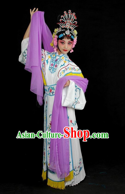 Chinese Traditional Dresses Theatrical Costumes Ancient Chinese Hanfu Fairy Costumes and Hair Accessories Complete Set