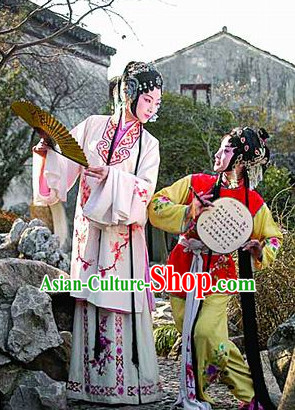 Chinese Opera Noblewoman and Her Servant Costumes and Hair Accessories 2 Complete Sets