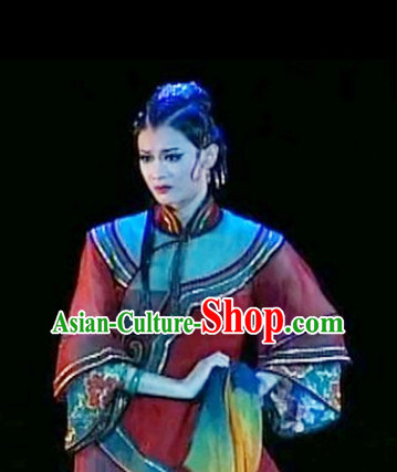 Chinese Classical Dance Costumes and Headwear Complete Set for Women